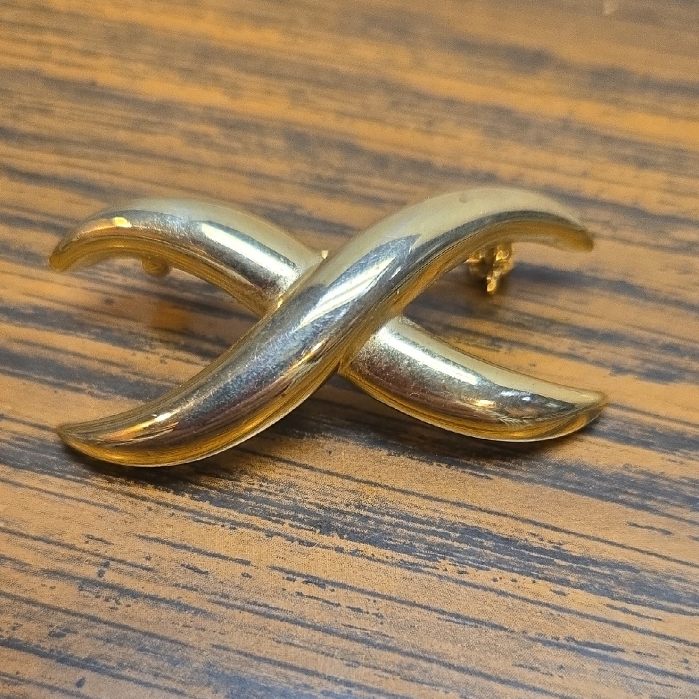 Gold Tone ANNE KLEIN  X-Shaped Brooch